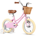 Glerc Little Miss 12 Inch Kids Bike for Girls Ages 2‑4, Retro Bicycle with Training Wheels & Basket, Pink