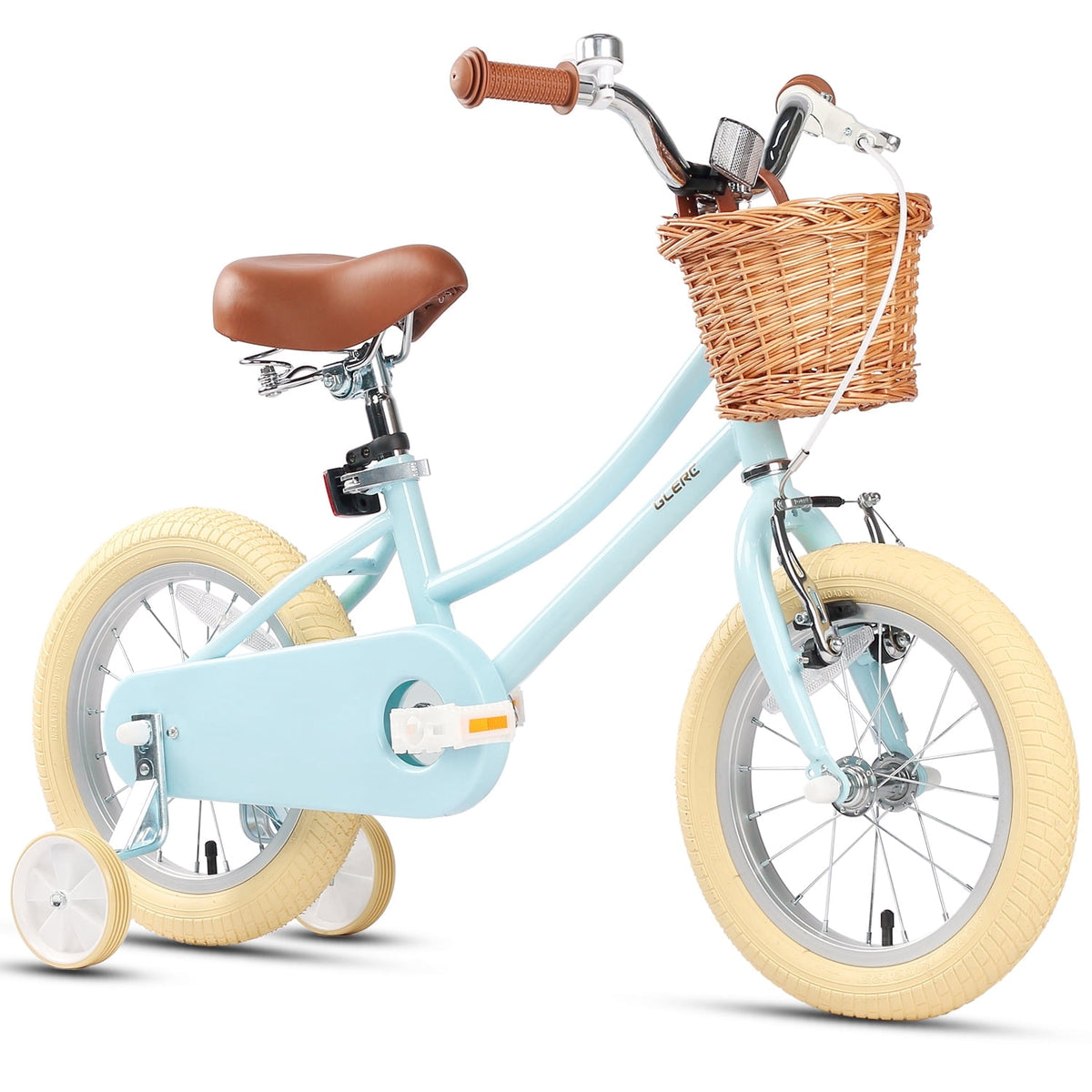 Glerc Little Miss 12 Inch Kids Bike for Girls Ages 2‑4, Retro Bicycle with Training Wheels & Basket, Pink