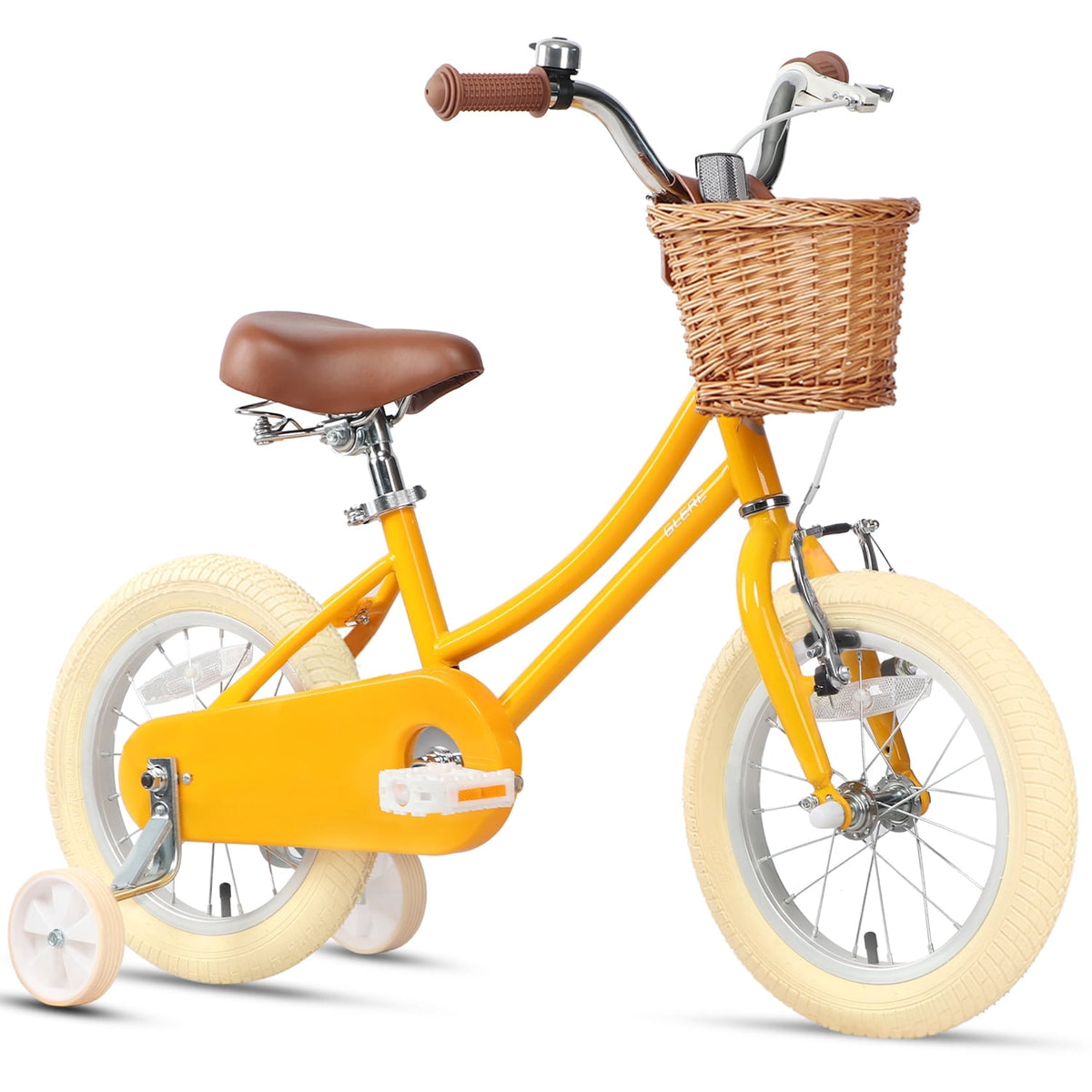 Glerc Little Miss 12 Inch Kids Bike for Girls Ages 2‑4, Retro Bicycle with Training Wheels & Basket, Pink