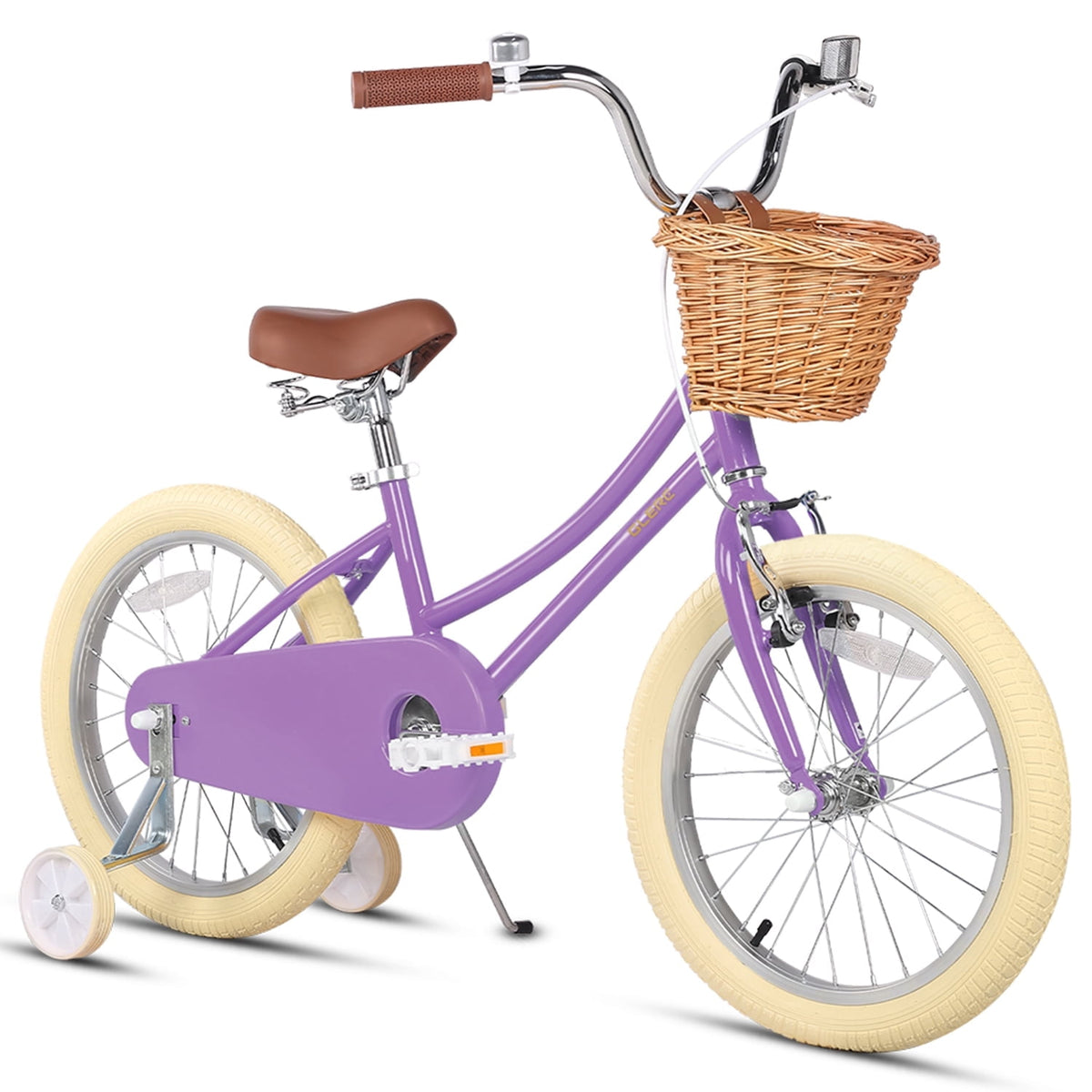 Glerc Little Miss 12 Inch Kids Bike for Girls Ages 2‑4, Retro Bicycle with Training Wheels & Basket, Pink