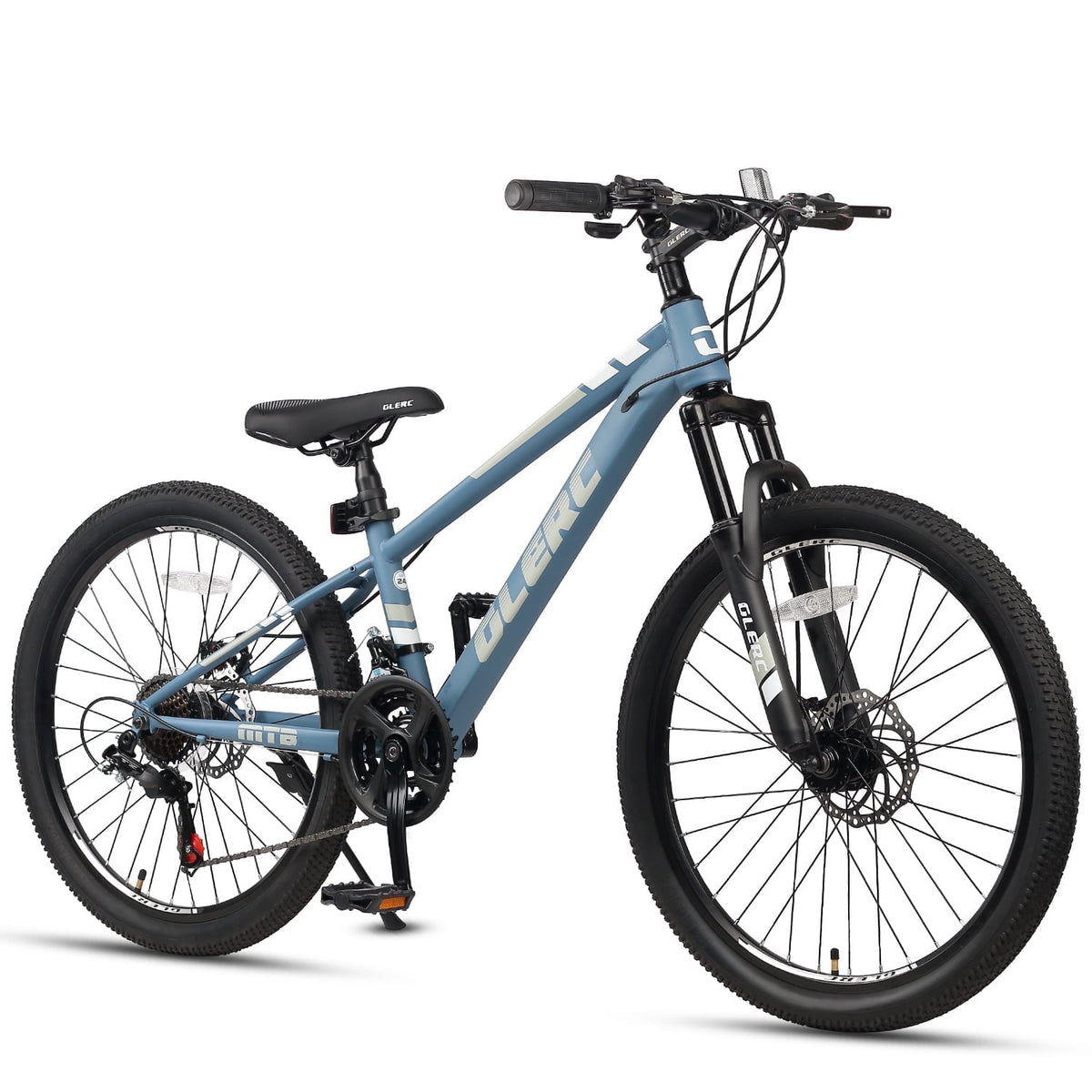 Glerc Skyline 24 Inch Kids Mountain Bike for Boys Girls 10 11 12 13 14 Years Old, 21-Speed Kid Bicycle with Front Suspension & Dual Disc Brakes & Rugged Frame, Black