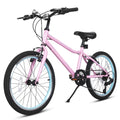 Hykolity 20-in Kid Mountain Bike 7 Speed Bicycles for Kids Bikes MTB Children Ages 8-13 Tween Fits Riders 48-60 Adjustable Seat Dual Brake Outdoor Cycling, Pink