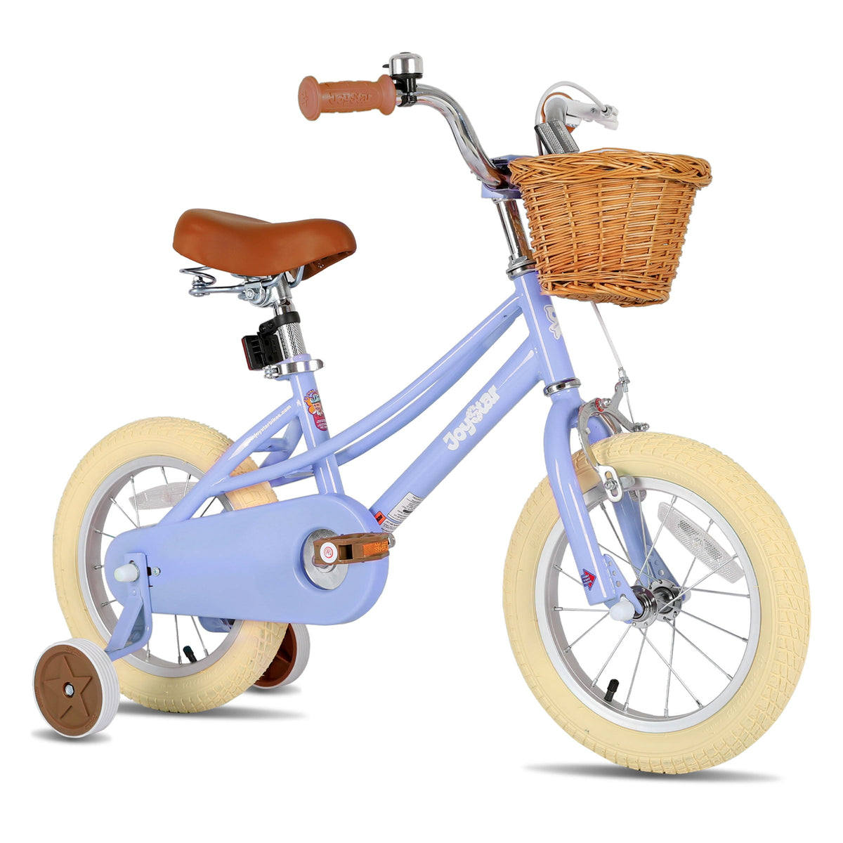 JOYSTAR 14 Inch Girls Bike with Training Wheels & Basket for Ages 3-5, Purple
