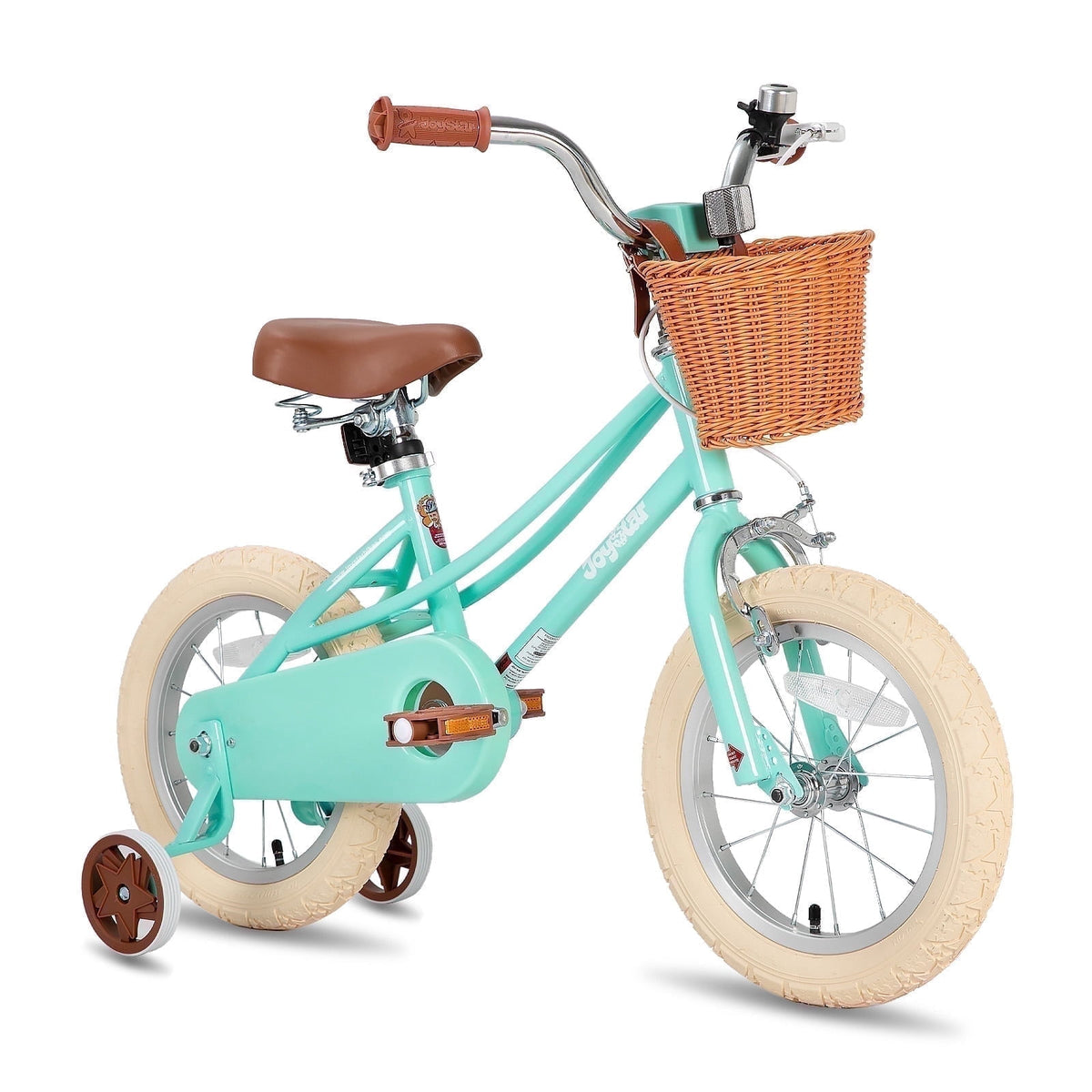 JOYSTAR 14 Inch Girls Bike with Training Wheels & Basket for Ages 3-5, Purple