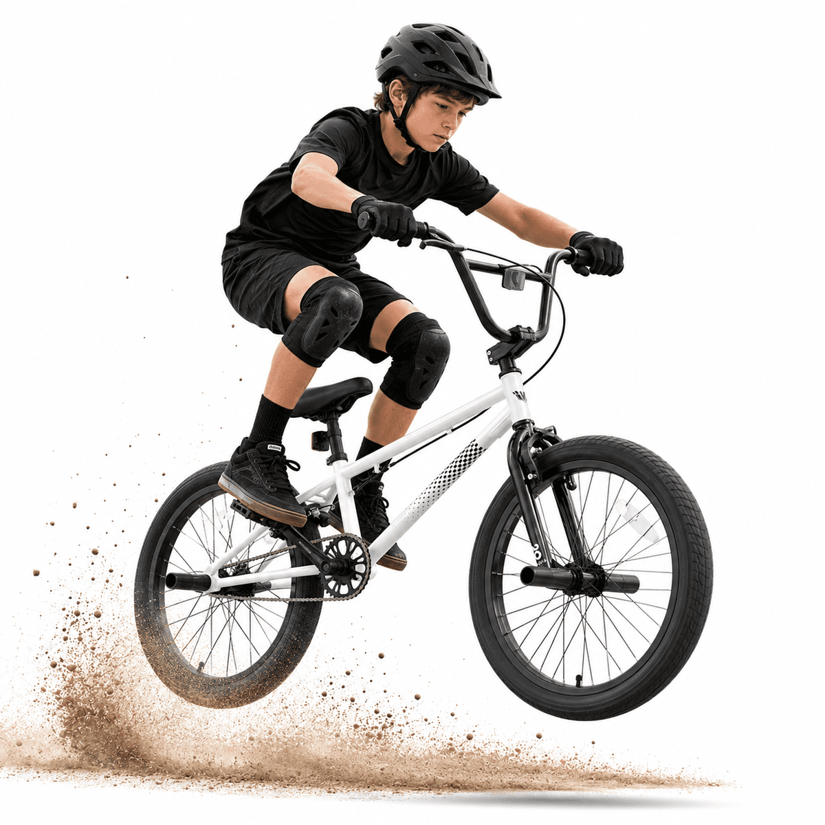 Korimefa 18 inch BMX Bikes, Kids Bicycles for Boys Ages 5-9, Child, Tween & Teen, Front Aluminum Alloy U-Brake, Rear R-Brake, Hand Brake Levers & Front and Rear Pegs, White
