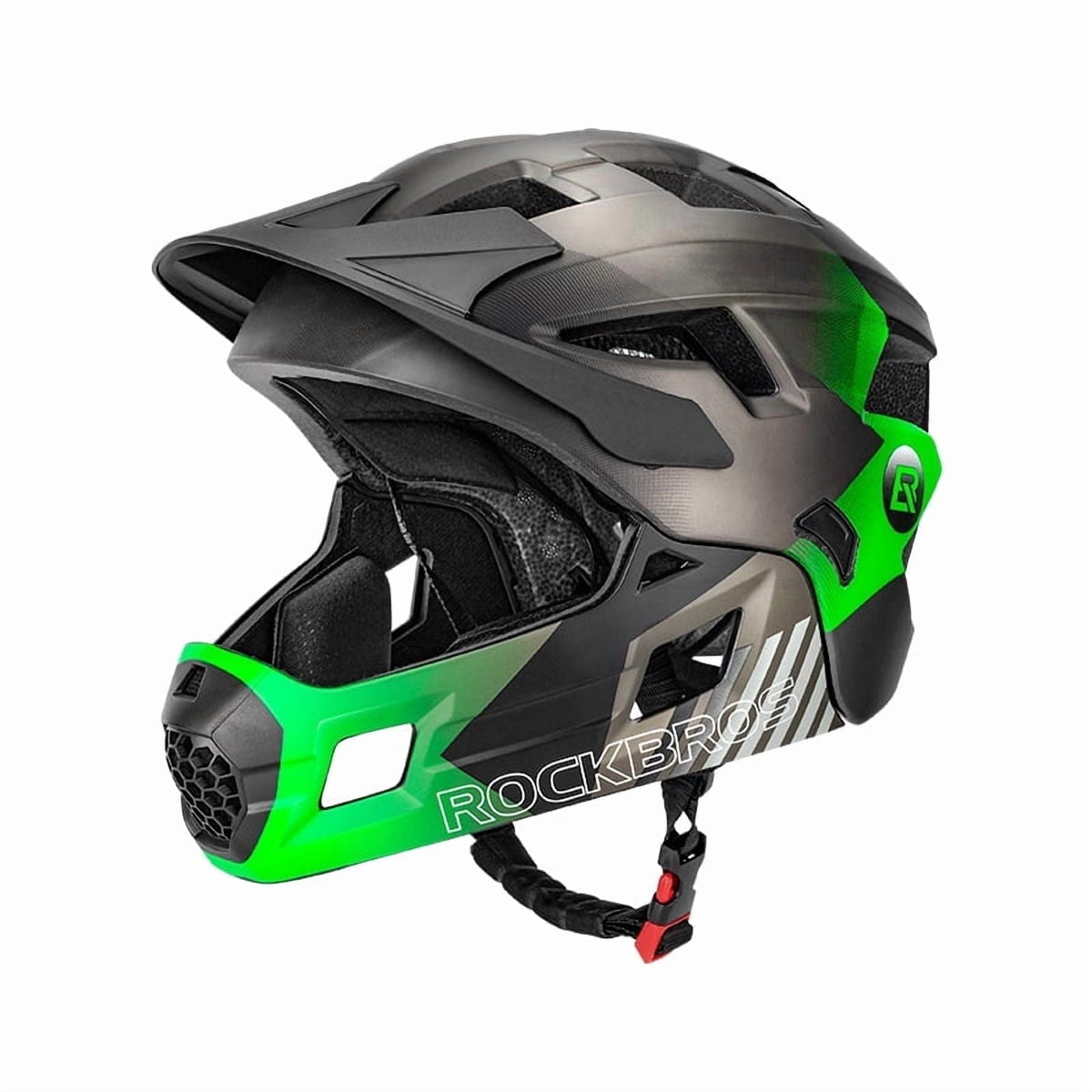 ROCKBROS Bicycle Helmet Kids Helmet Full Face Safety Helmet Removable Helmet Chin All-Round Ventilation Holes with Adjustable Brim for Kids Age 5-12
