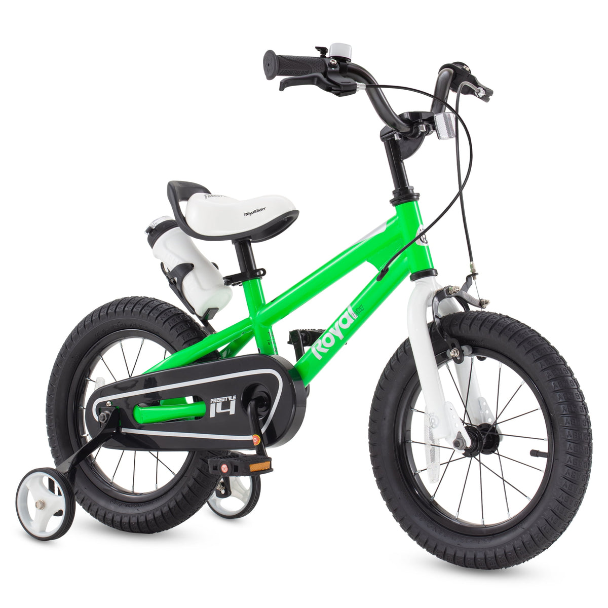 Royalbaby Boys Girls Kids Bike 14 In BMX Freestyle Blue 2 Hand Brakes Bicycles with Training Wheels Child Bicycle