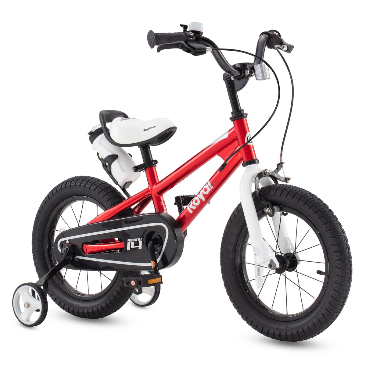 Royalbaby Boys Girls Kids Bike 14 In BMX Freestyle Blue 2 Hand Brakes Bicycles with Training Wheels Child Bicycle