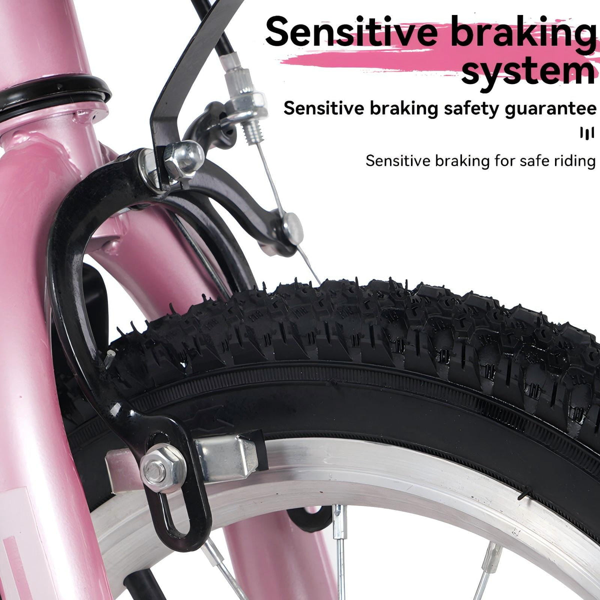 Aukfa 18-Inch Kids Bike for Boys & Girls Ages 5-10,Balance Bikewith Training Wheels, Coaster Brake & Front V-Brake,Pink