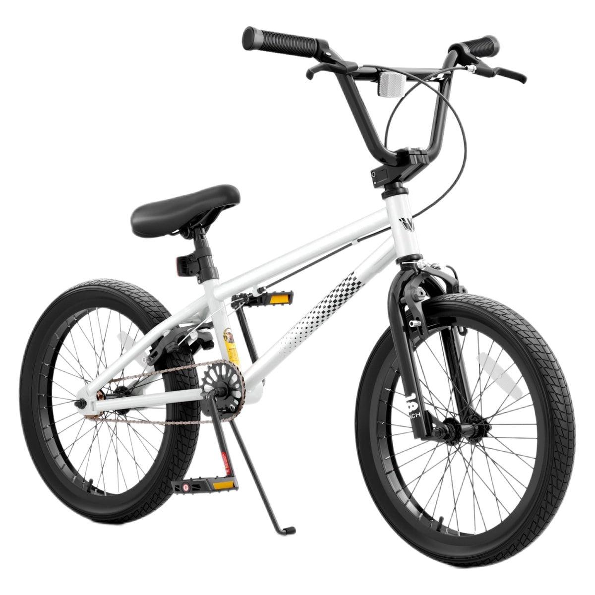Korimefa 18 inch BMX Bikes, Kids Bicycles for Boys Ages 5-9, Child, Tween & Teen, Front Aluminum Alloy U-Brake, Rear R-Brake, Hand Brake Levers & Front and Rear Pegs, White