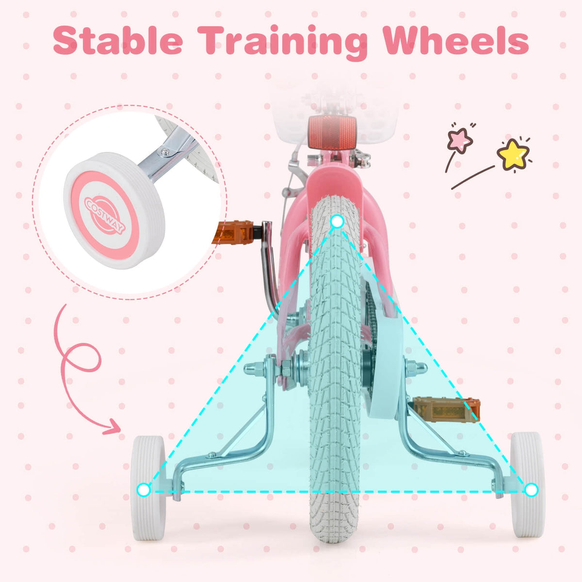 Costway 18'' Kids Bike Toddler Bicycle with Training Wheel Kickstand for 4-8 Years Old Pink