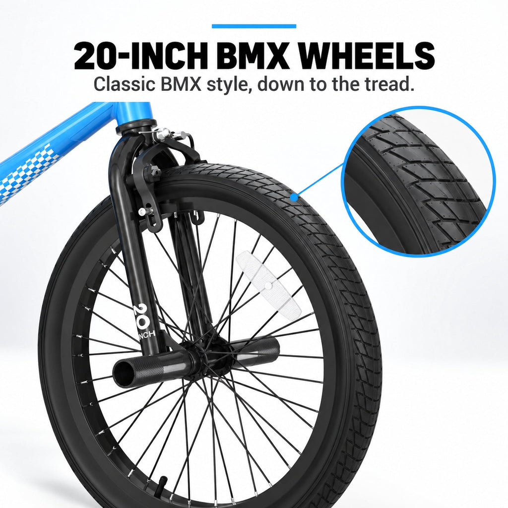 Korimefa 18 inch BMX Bikes, Kids Bicycles for Boys Ages 5-9, Child, Tween & Teen, Front Aluminum Alloy U-Brake, Rear R-Brake, Hand Brake Levers & Front and Rear Pegs, White