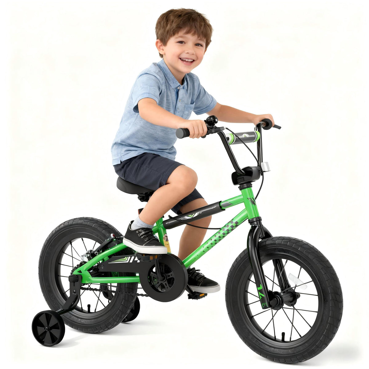 Korimefa Kids Bike, 14 inch Boys Bike BMX Style Bicycle with Training Wheels Coaster Brake for 4 5 6 7 Years Old Toddlers Boys , Blue
