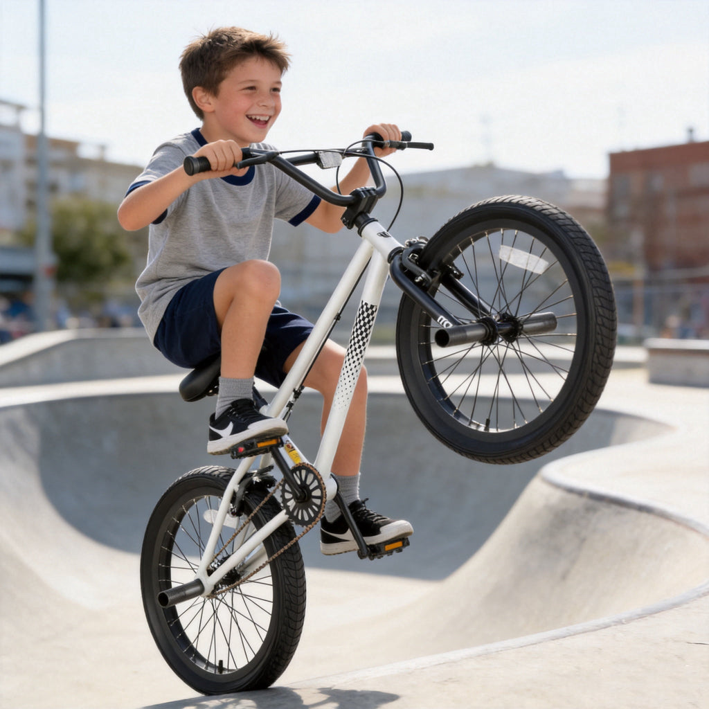 Korimefa 18 inch BMX Bikes, Kids Bicycles for Boys Ages 5-9, Child, Tween & Teen, Front Aluminum Alloy U-Brake, Rear R-Brake, Hand Brake Levers & Front and Rear Pegs, White