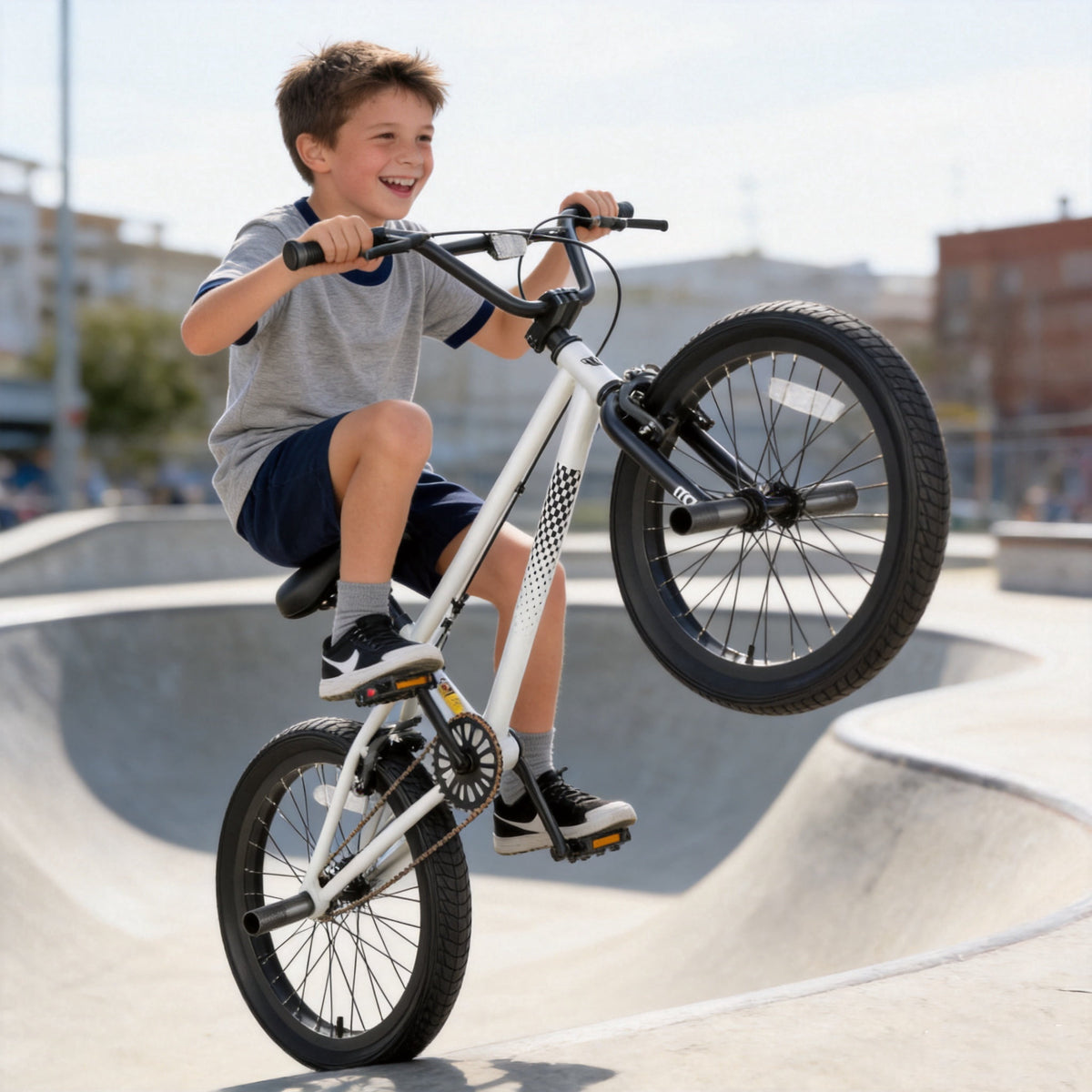 Korimefa 18 inch BMX Bikes, Kids Bicycles for Boys Ages 5-9, Child, Tween & Teen, Front Aluminum Alloy U-Brake, Rear R-Brake, Hand Brake Levers & Front and Rear Pegs, White