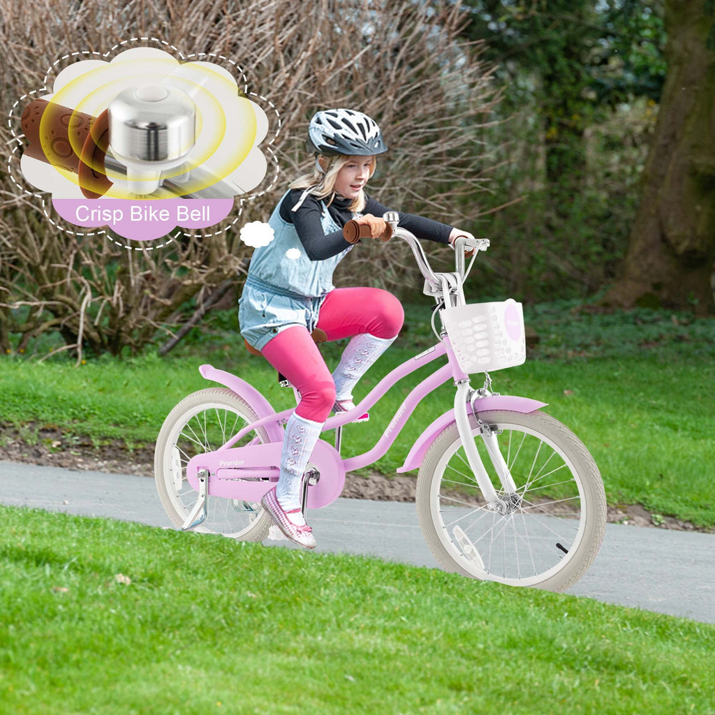 Costway 18'' Kids Bike Toddler Bicycle with Training Wheel Kickstand for 4-8 Years Old Pink