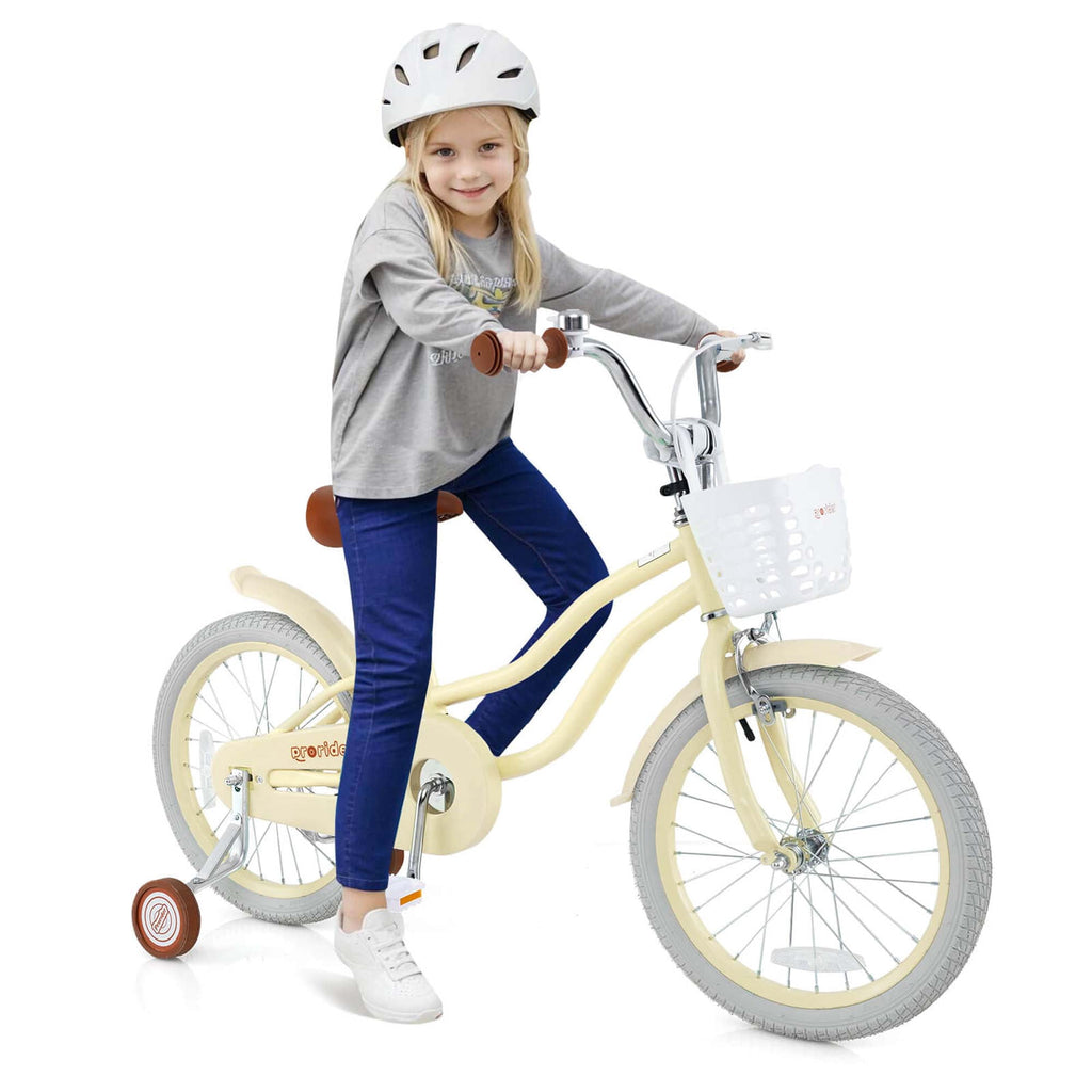 Costway 18'' Kids Bike Toddler Bicycle with Training Wheel Kickstand for 4-8 Years Old Pink