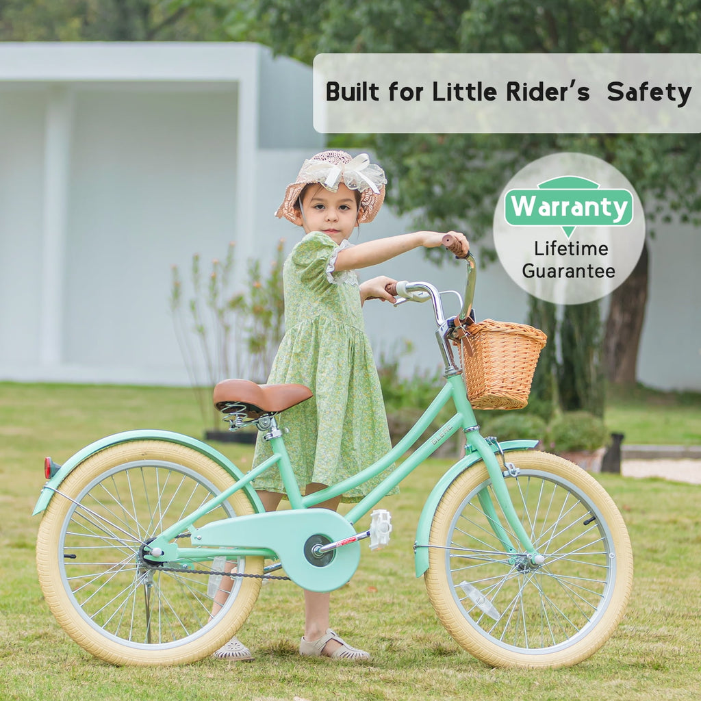Glerc Little Molly 20 inch Kids Girls Bike for 7-13 Years Old Child,gifts, Mint Green