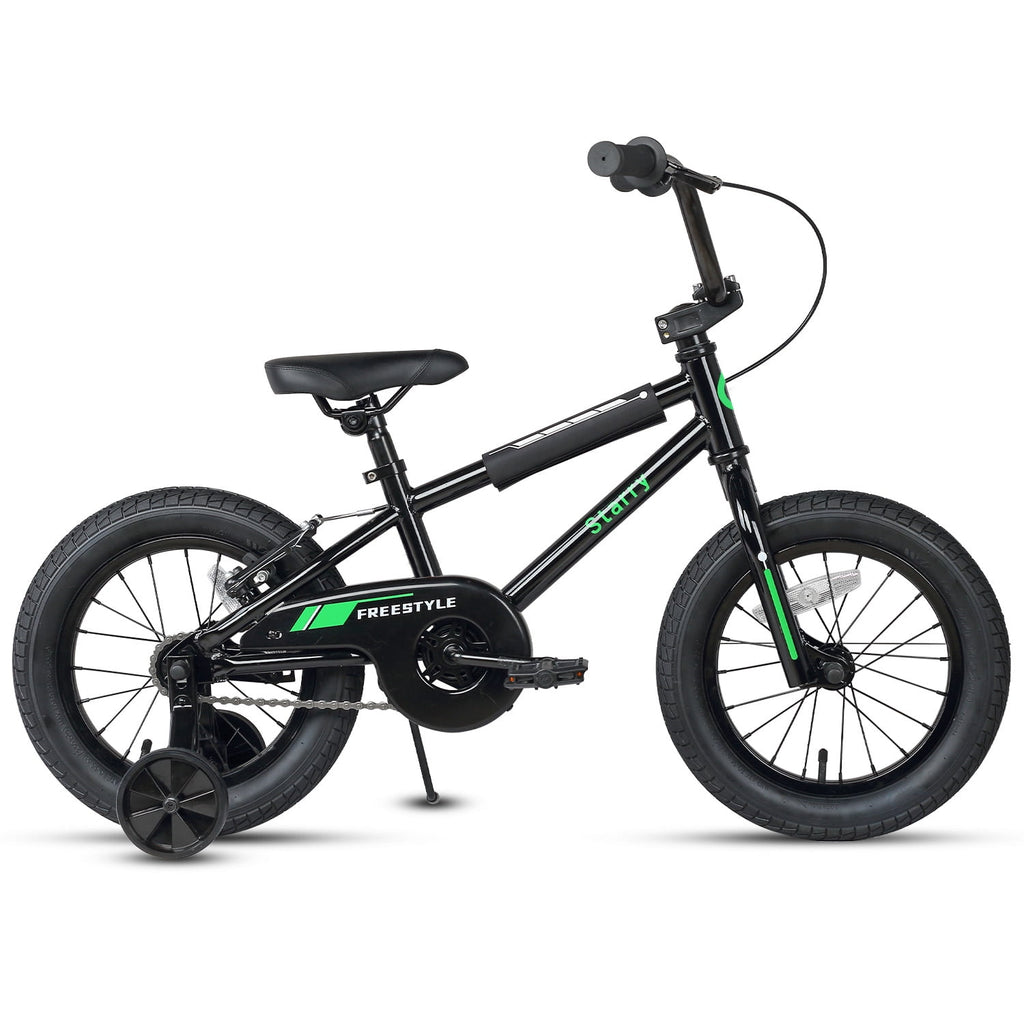 Glerc 14 Inch Little Kids Bike BMX Style Bicycle with Training Wheels Coaster Brake for 3 4 5 Years Old Boys Girls, Blue