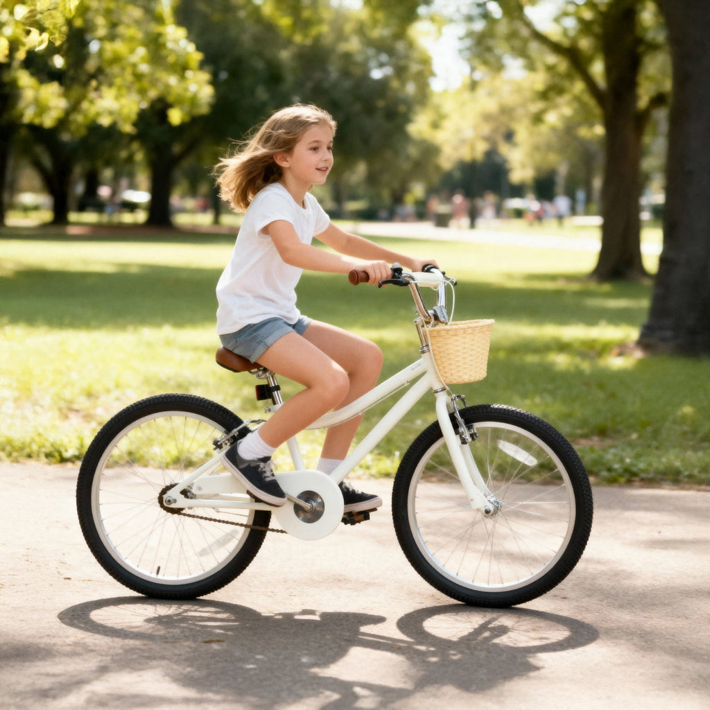 Hykolity Cruiser Bike for Teenage 24 Inch for 8-14 Years Old Girls Bicycle with Basket and Kickstand, Tween Retro Style Childrens Bike for Teen Girls, Pink