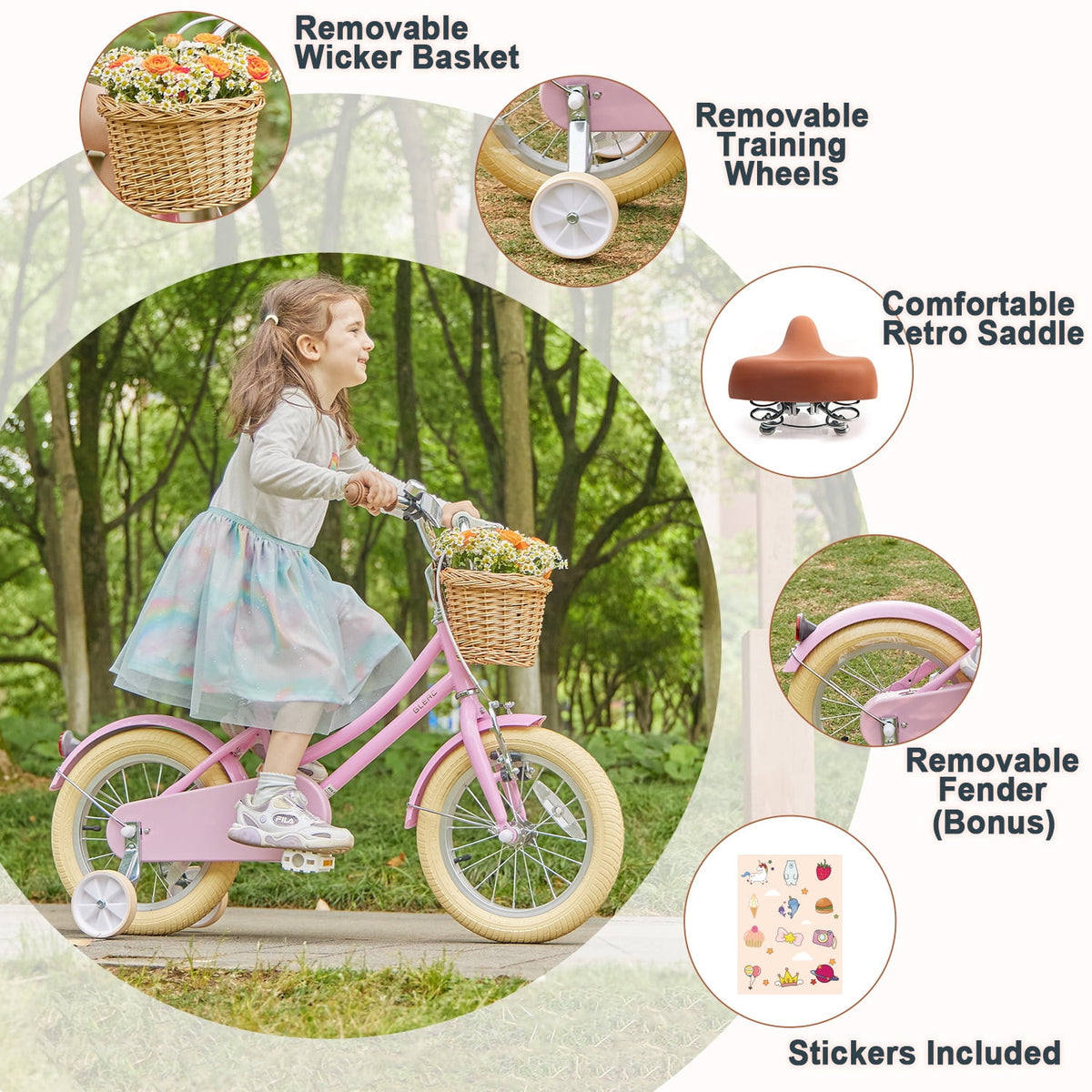 Glerc Little Molly 20 inch Kids Girls Bike for 7-13 Years Old Child,gifts, Mint Green