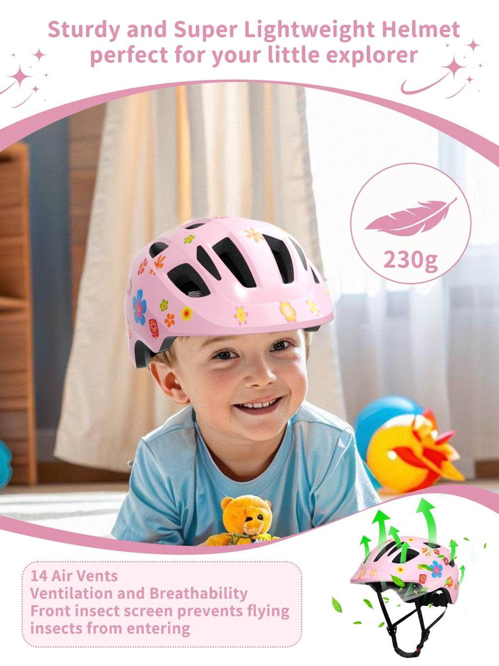 KORIMEFA Kids Bike Helmet Toddler Bicycles Helmets, Multi-Sport Protective Gear Set for 3-5-8-14 Years Boys Girls with Knee Elbow Pads Wrist Guards for Cycling,Skateboarding,Skating Scooter
