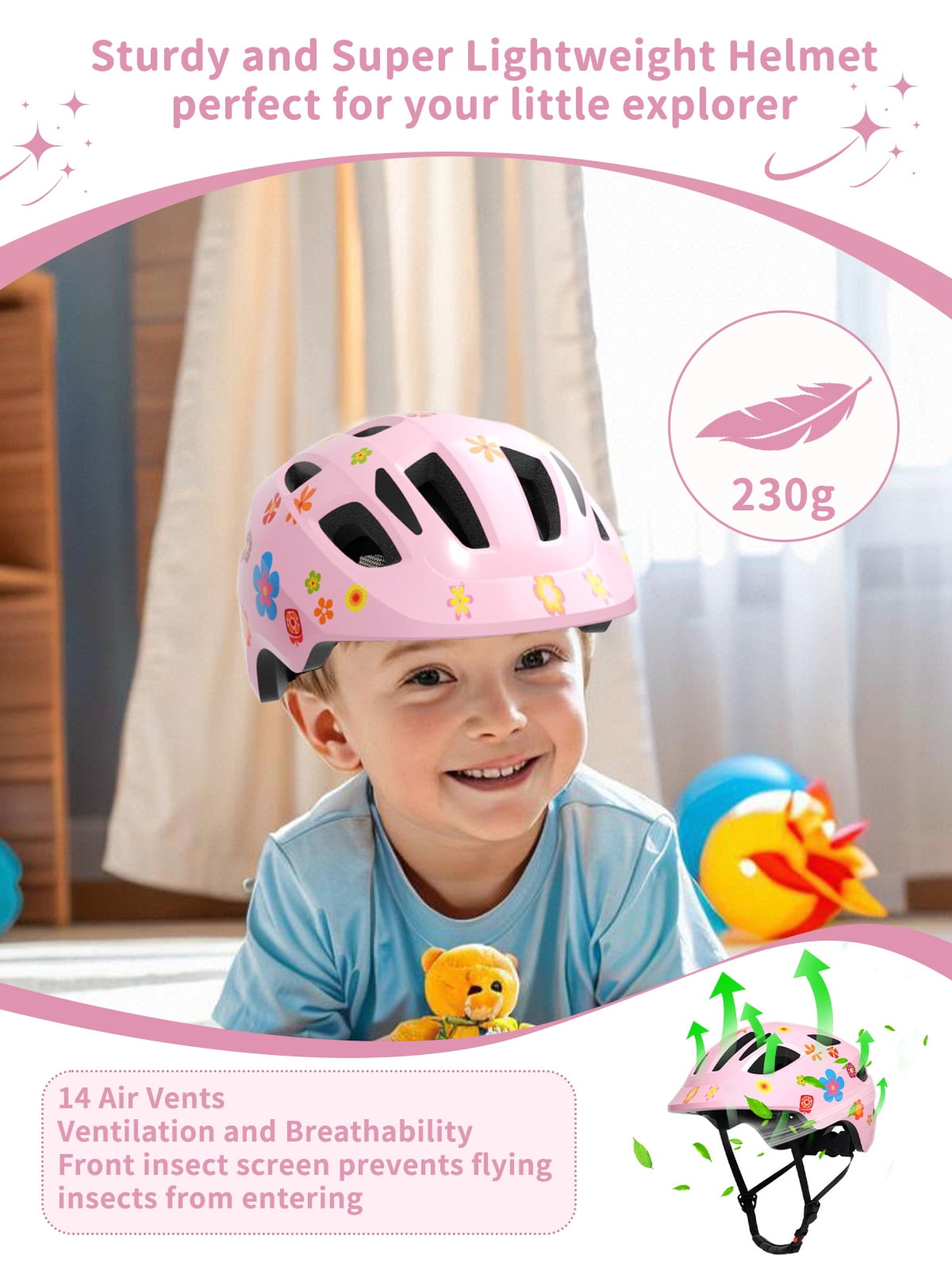 KORIMEFA Kids Bike Helmet Toddler Bicycles Helmets, Multi-Sport Protective Gear Set for 3-5-8-14 Years Boys Girls with Knee Elbow Pads Wrist Guards for Cycling,Skateboarding,Skating Scooter