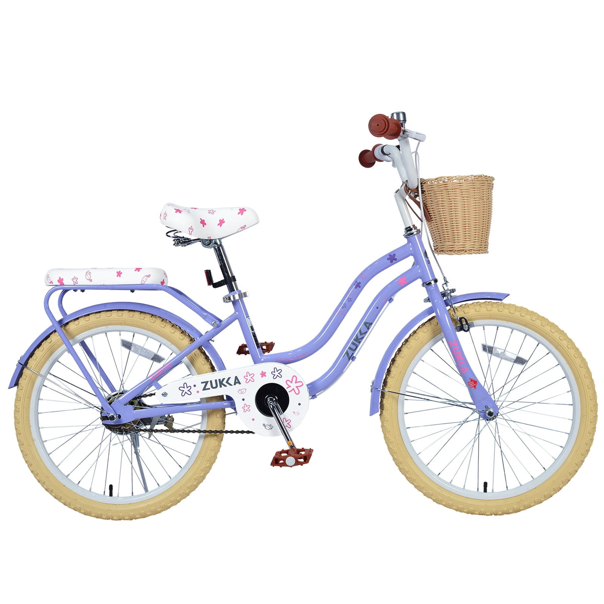 Aukfa 20" Girls Bike with Basket – Kids Bicycle for Ages 7-12, Front & Rear Brakes,Pink