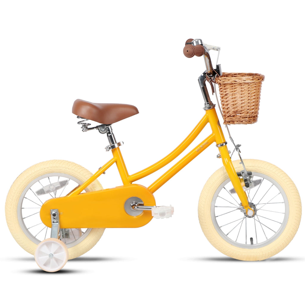 Glerc Little Miss 12 Inch Kids Bike for Girls Ages 2‑4, Retro Bicycle with Training Wheels & Basket, Pink