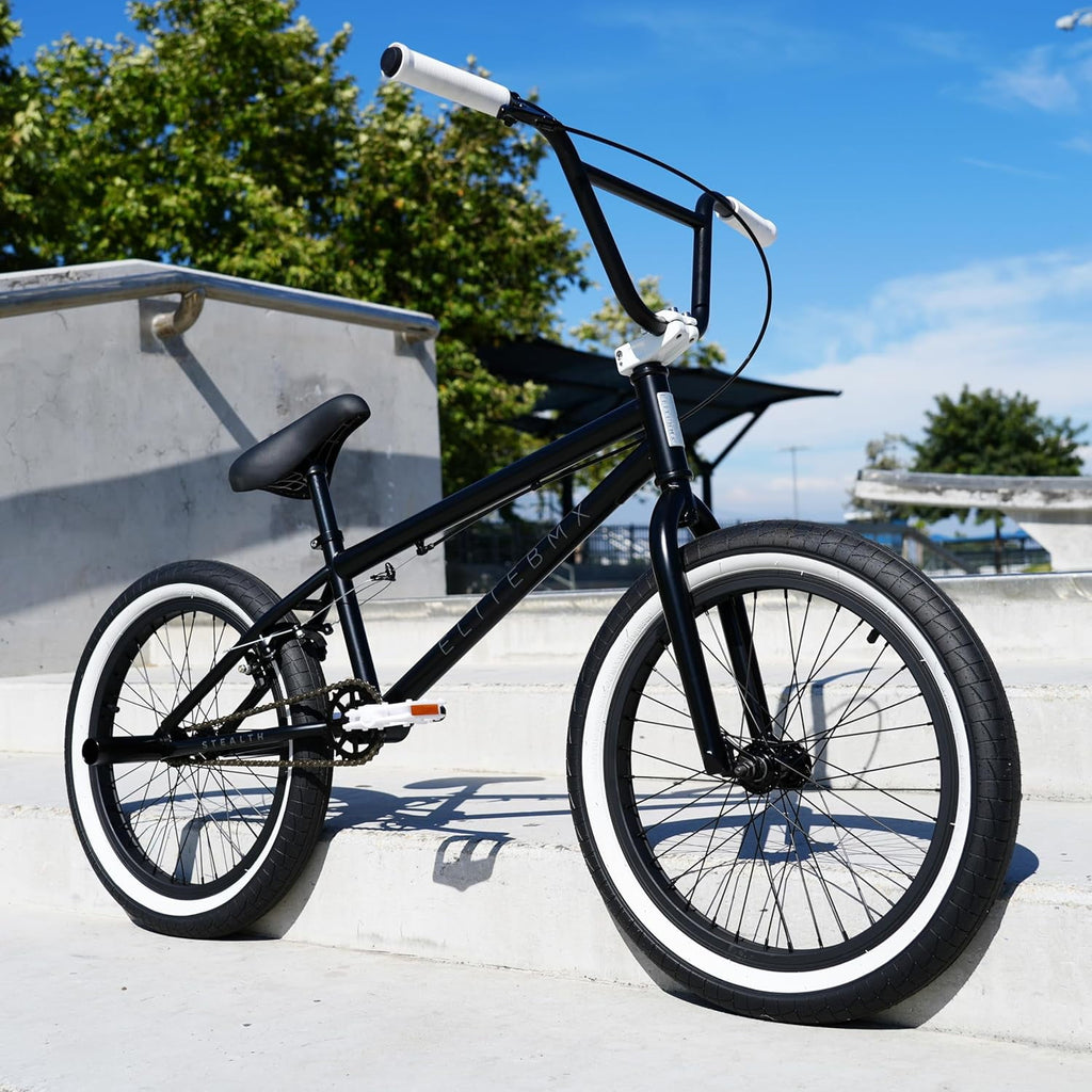 Elite BMX Bicycle 20” Freestyle Bike - Stealth Black Ideal for Ages 7 to 18 Years