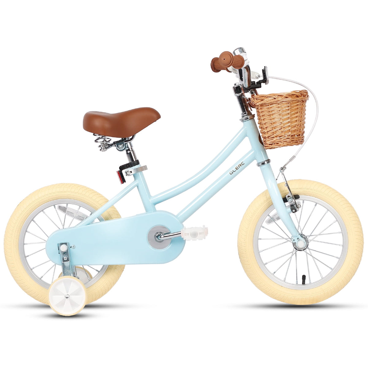 Glerc Little Miss 12 Inch Kids Bike for Girls Ages 2‑4, Retro Bicycle with Training Wheels & Basket, Pink