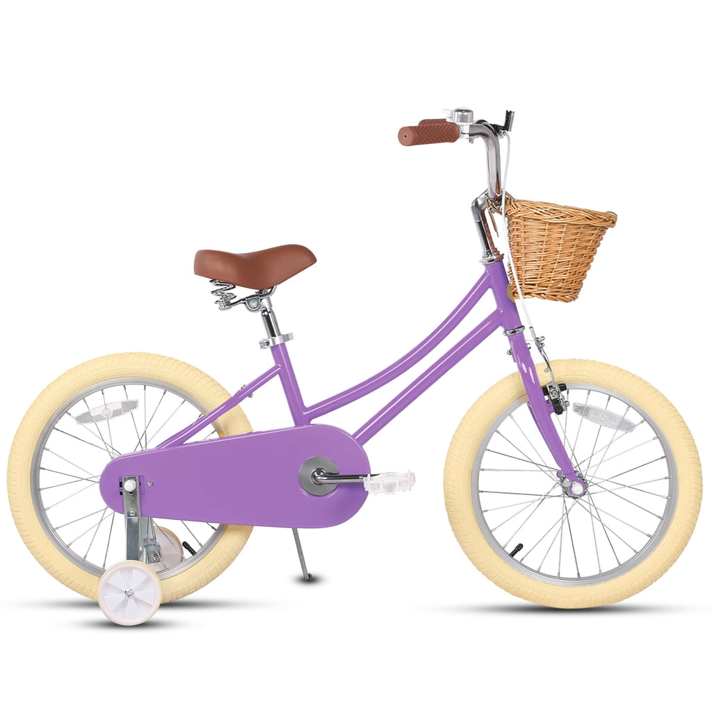 Glerc Little Miss 12 Inch Kids Bike for Girls Ages 2‑4, Retro Bicycle with Training Wheels & Basket, Pink