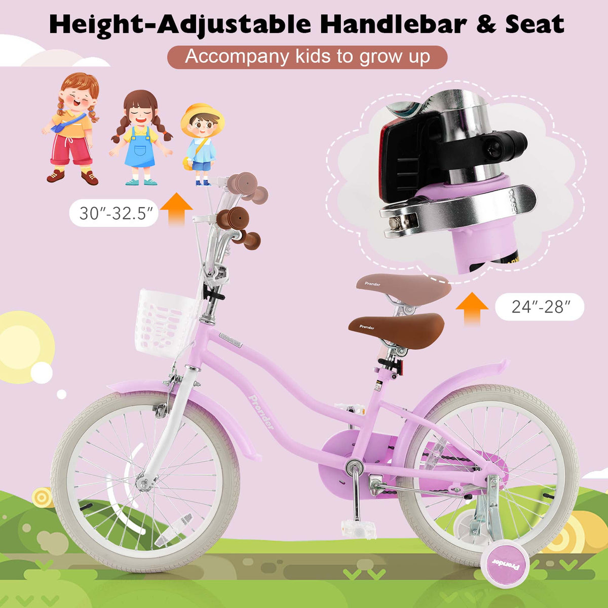 Costway 18'' Kids Bike Toddler Bicycle with Training Wheel Kickstand for 4-8 Years Old Pink