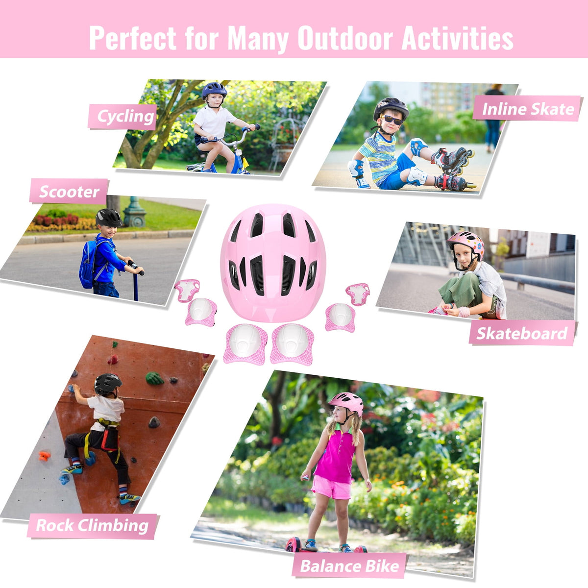 KORIMEFA Kids Bike Helmet Toddler Bicycles Helmets, Multi-Sport Protective Gear Set for 3-5-8-14 Years Boys Girls with Knee Elbow Pads Wrist Guards for Cycling,Skateboarding,Skating Scooter