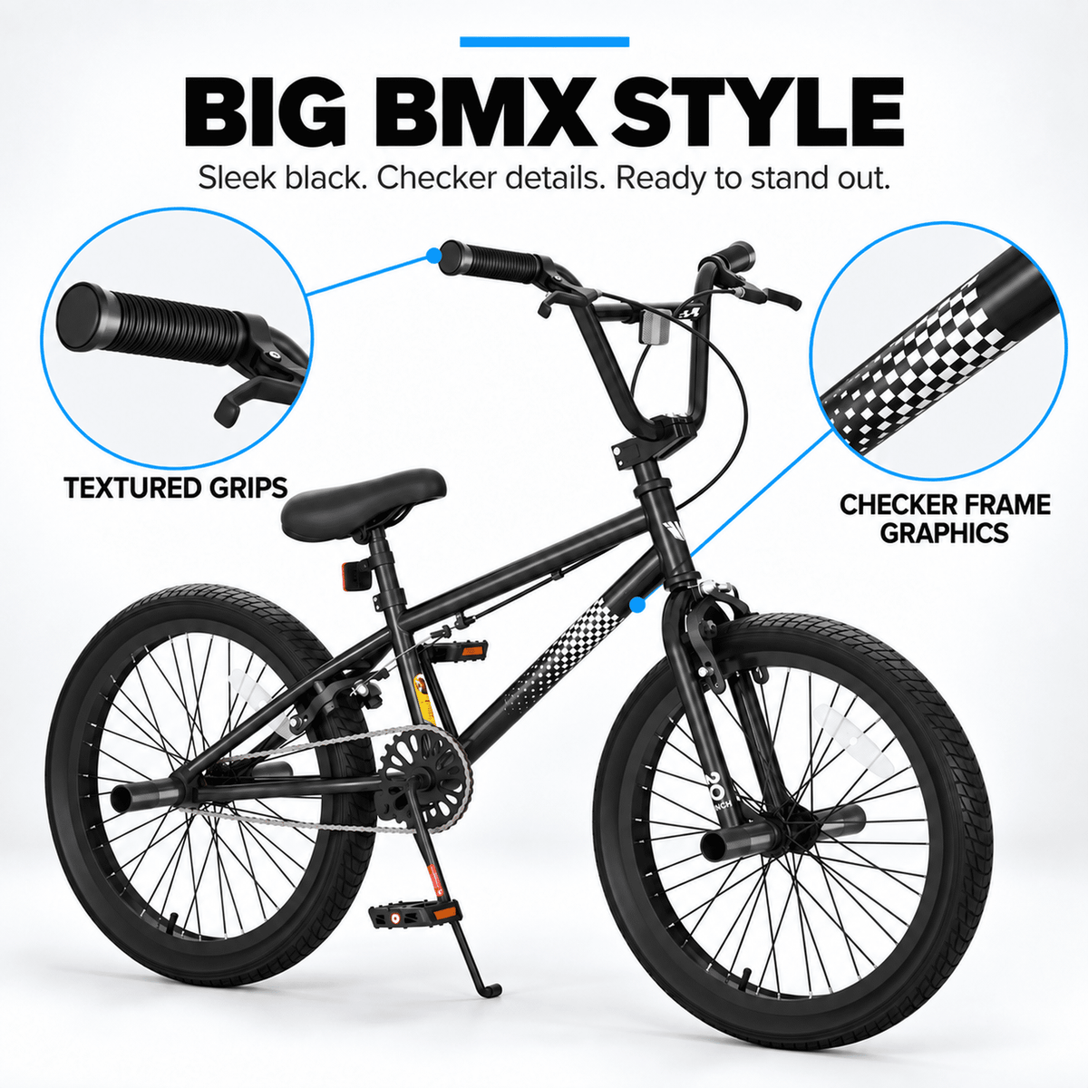 Korimefa 18 inch BMX Bikes, Kids Bicycles for Boys Ages 5-9, Child, Tween & Teen, Front Aluminum Alloy U-Brake, Rear R-Brake, Hand Brake Levers & Front and Rear Pegs, White