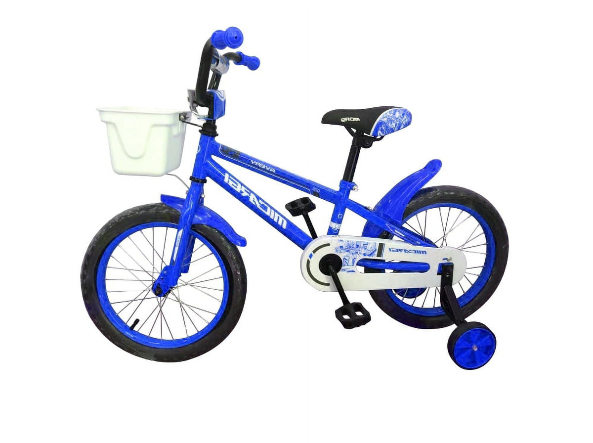 USToyOutlet 16" BMX Steel Frame Coaster Brake Bicycle One Piece Crank w/ Baskets & Fenders, Rims-Red Kid's Bike - Blue