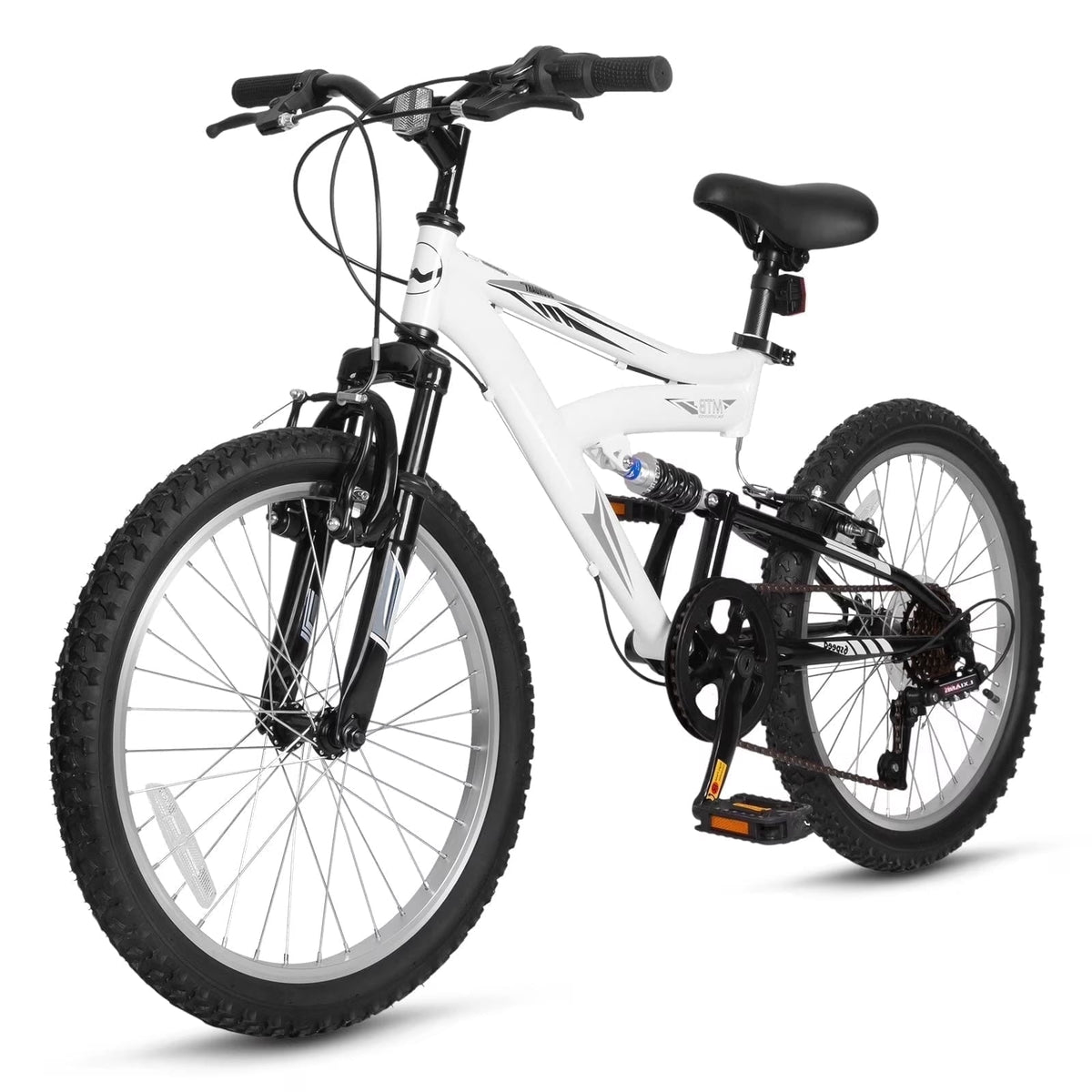 Hykolity 20 Inch Kids Mountain Bike Boys Girls Youth Bicycle For Ages 6-12 Children Bikes Dual Full Suspension Front And Rear V-Brakes 6 Speeds Drivetrain, Black